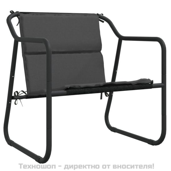 Градински комплект от 3 части с възглавници антрацит стомана