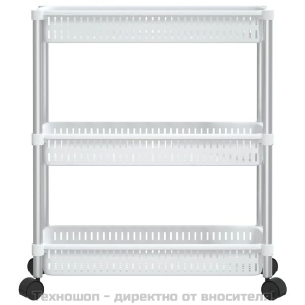 3-етажна количка за съхранение, сребристо и бяло, алуминий