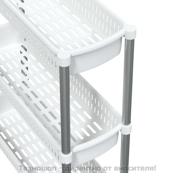 3-етажна количка за съхранение, сребристо и бяло, алуминий