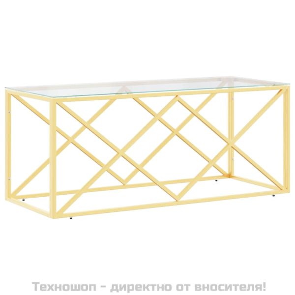 Маса за кафе 110x45x45 cм неръждаема стомана и стъкло