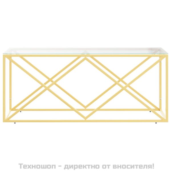 Маса за кафе 110x45x45 cм неръждаема стомана и стъкло