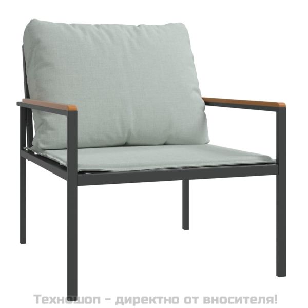 Градински комплект от 3 части с възглавници антрацит стомана