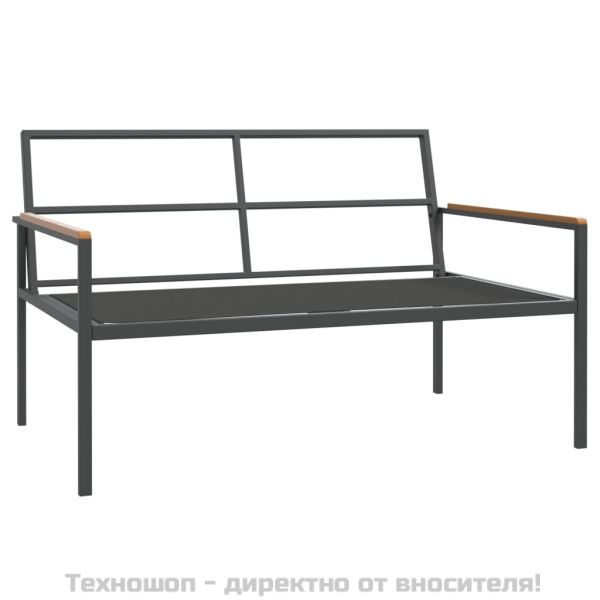 Градински комплект от 3 части с възглавници антрацит стомана