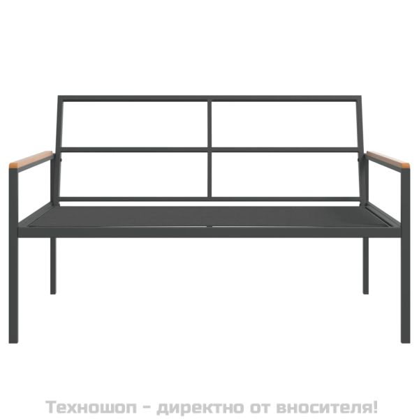 Градински комплект от 3 части с възглавници антрацит стомана