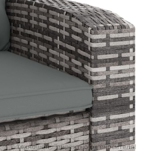 Градински накланящ се стол с възглавници сив полиратан