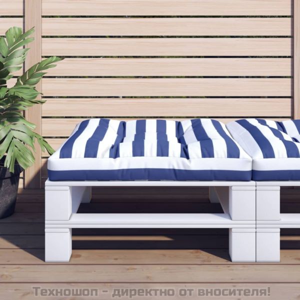 Палетна възглавница синьо-бяло райе 80x80x12 см текстил