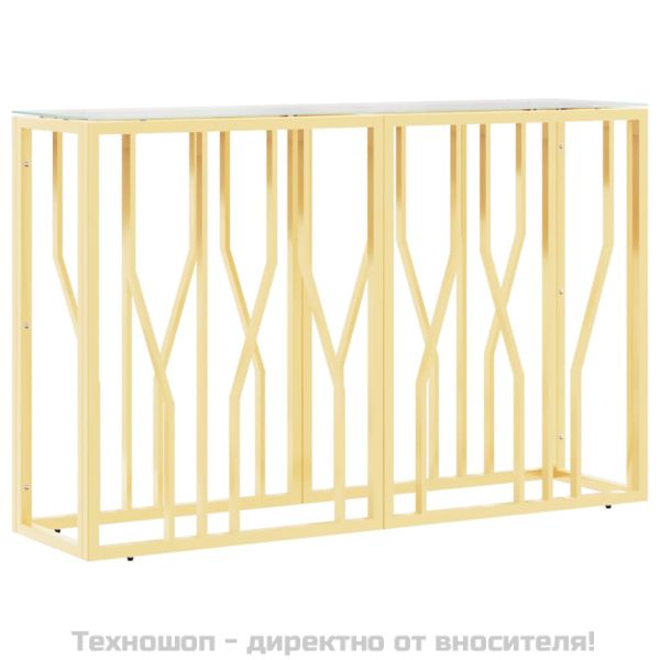 Конзолна маса 110x30x70 cм неръждаема стомана и стъкло