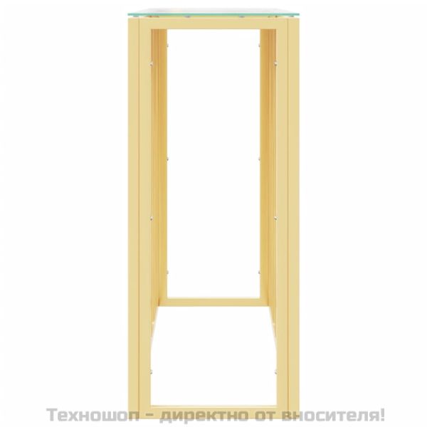 Конзолна маса 110x30x70 cм неръждаема стомана и стъкло