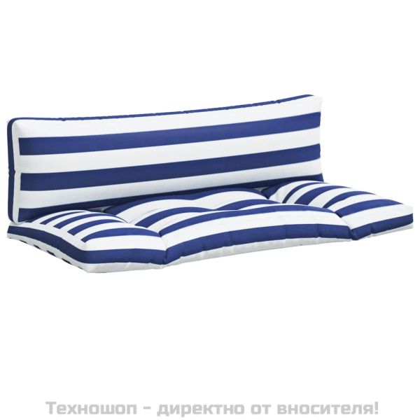 Палетни възглавници 2 бр синьо-бели ивици плат Оксфорд