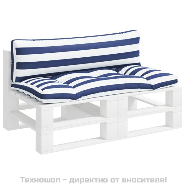 Палетни възглавници 2 бр синьо-бели ивици плат Оксфорд