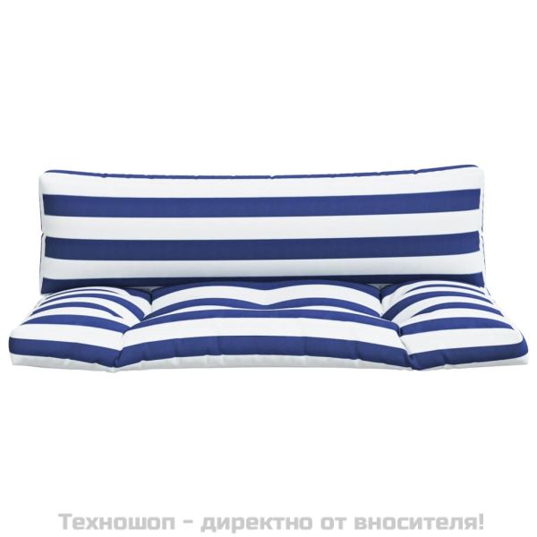 Палетни възглавници 2 бр синьо-бели ивици плат Оксфорд
