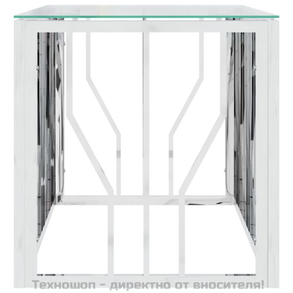 Маса за кафе 110x45x45 cм неръждаема стомана и стъкло