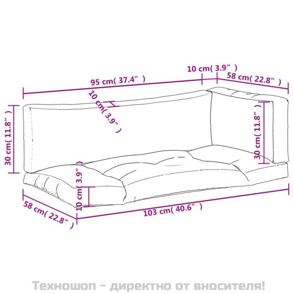 Палетни възглавници, 3 бр, многоцветни, плат Оксфорд
