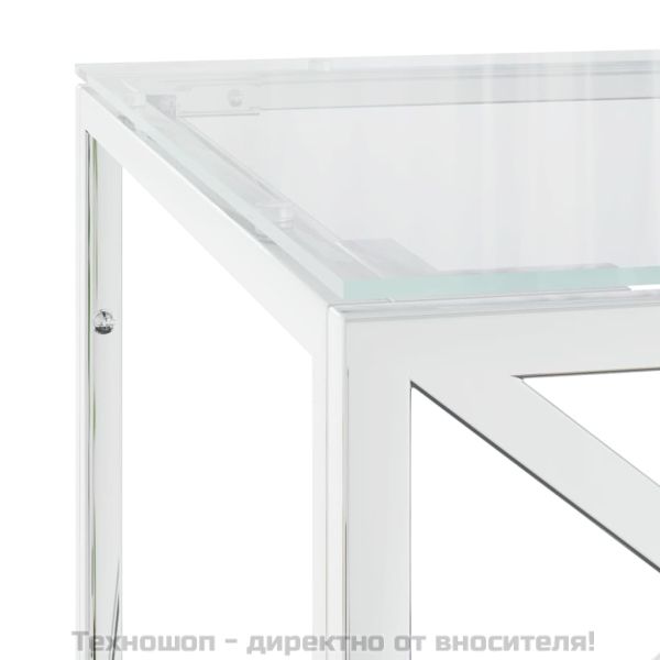 Маса за кафе 110x45x45 cм неръждаема стомана и стъкло