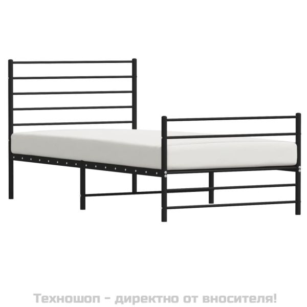 Метална рамка за легло с горна и долна табла, черна, 100x190 см