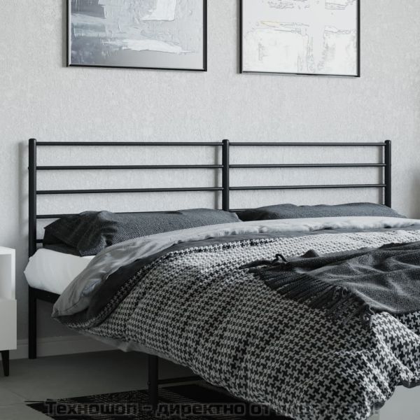 Метална табла за глава, черна, 193 см