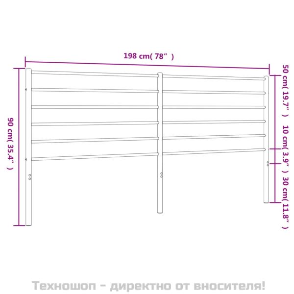 Метална табла за глава, черна, 193 см