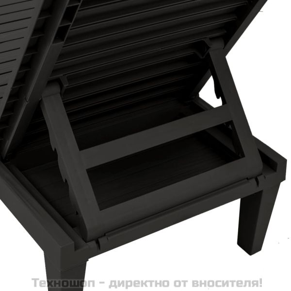 Шезлонги, 2 бр, черни, 155x58x83 см, полипропилен