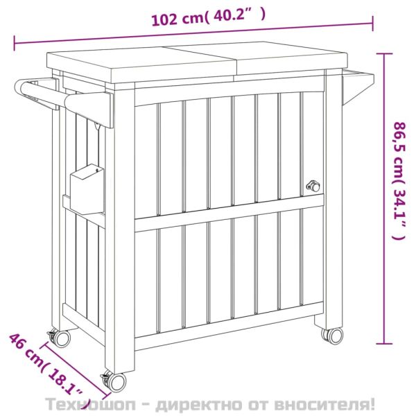 Количка за сервиране 3 в 1, черна, полипропилен