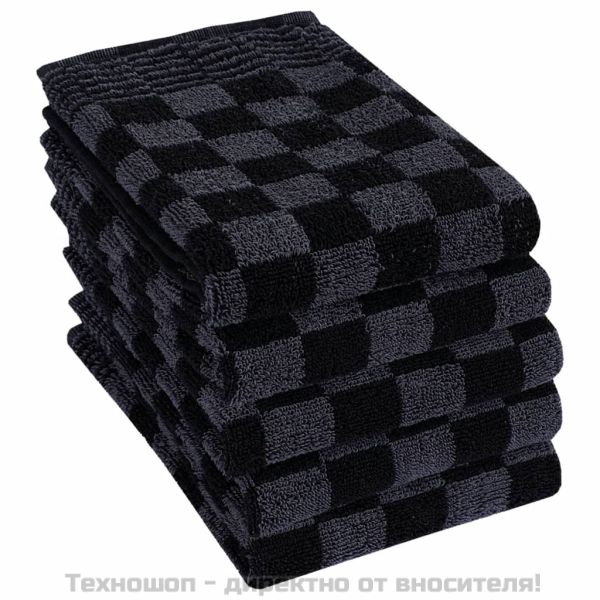 Комплект кърпи от 10 части, черен и сив, памук