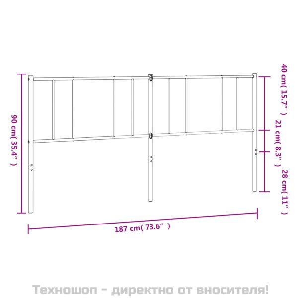 Метална табла за глава, бяла, 180 см