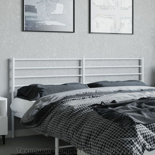 Метална табла за глава, бяла, 180 см