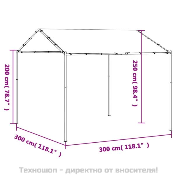 Навес беседка антрацит 3x3 м стомана и текстил