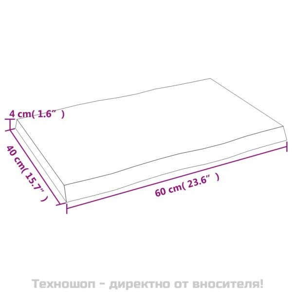 Плот за маса светлокафяв 60x40x(2-4) см обработен масивен дъб