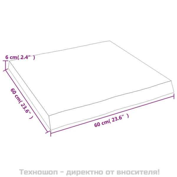 Плот за маса светлокафяв 60x60x(2-6) см обработен масивен дъб