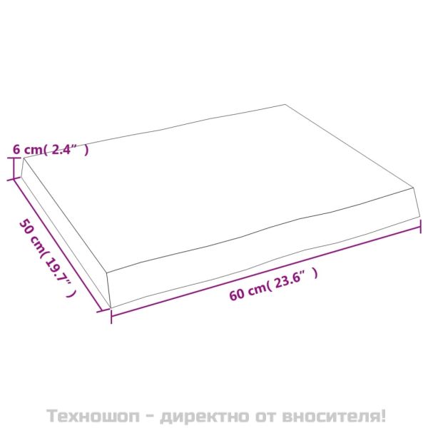 Плот за маса светлокафяв 60x50x(2-6) см обработен масивен дъб