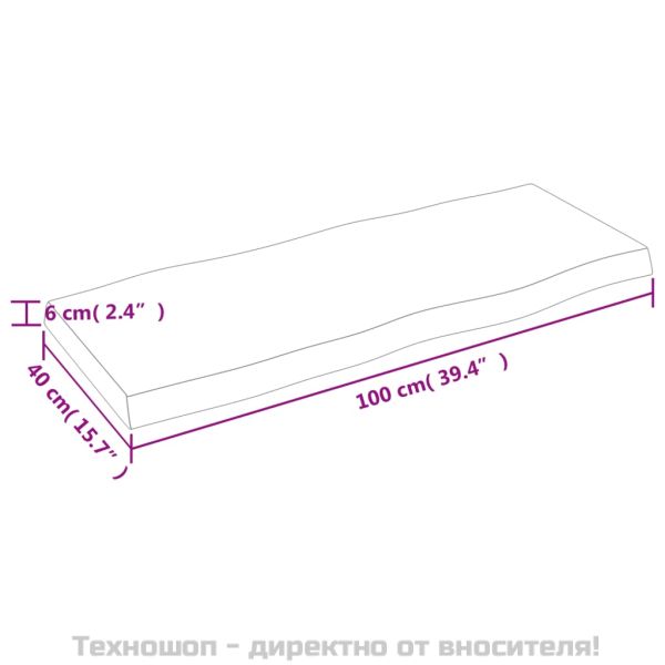 Плот за маса светлокафяв 100x40x(2-6) см обработен масивен дъб