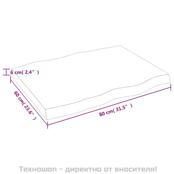 Плот за маса светлокафяв 80x60x(2-6) см обработен масивен дъб