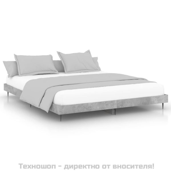 Рамка за легло, бетонно сиво, 160x200 см, инженерно дърво