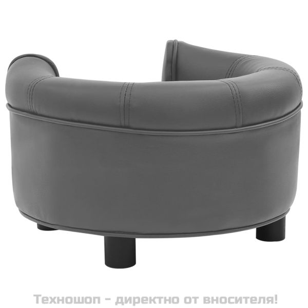 Кучешки диван, сив, 48x48x32 см, плюш и изкуствена кожа