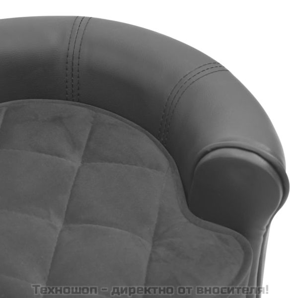 Кучешки диван, сив, 48x48x32 см, плюш и изкуствена кожа