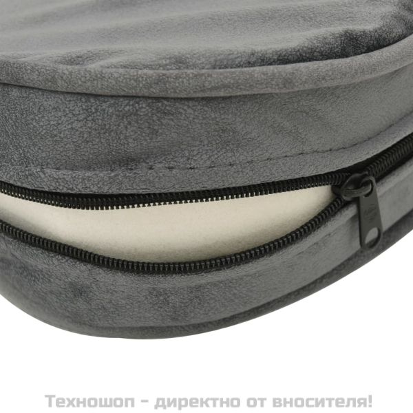 Кучешки диван, сив, 48x48x32 см, плюш и изкуствена кожа