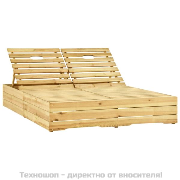 Двоен шезлонг с кремави шалтета, импрегнирано борово дърво