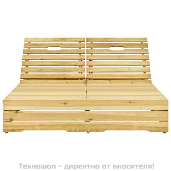 Двоен шезлонг с кремави шалтета, импрегнирано борово дърво