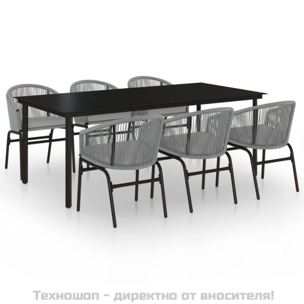 Градински трапезен комплект, 7 части, сив