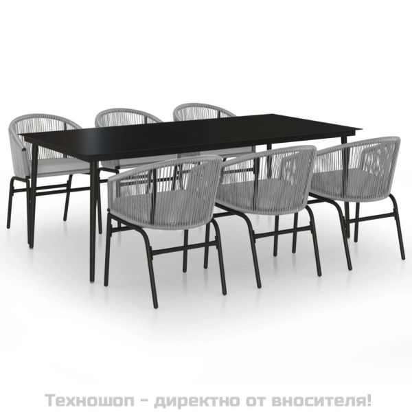 Градински трапезен комплект, 7 части, сив