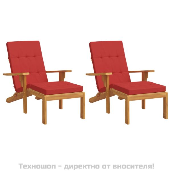 Възглавници за столове шезлонги 2 бр червени Оксфорд плат