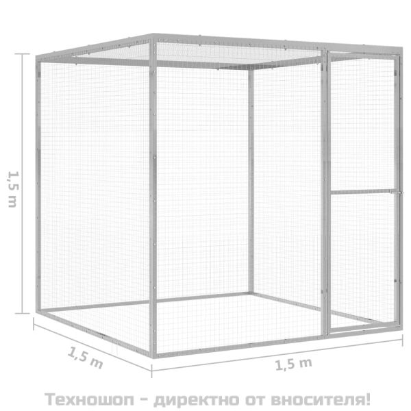 Клетка за котки 1,5x1,5x1,5 м поцинкована стомана