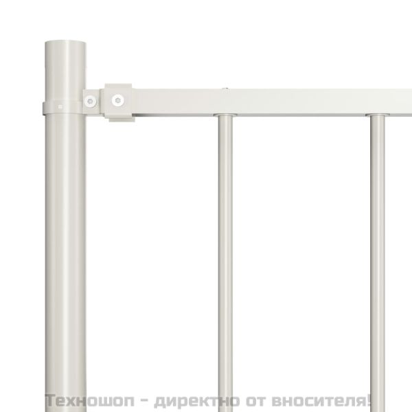 Ограден панел с колони, прахово боядисана стомана, 1,81x1,25 м, бял