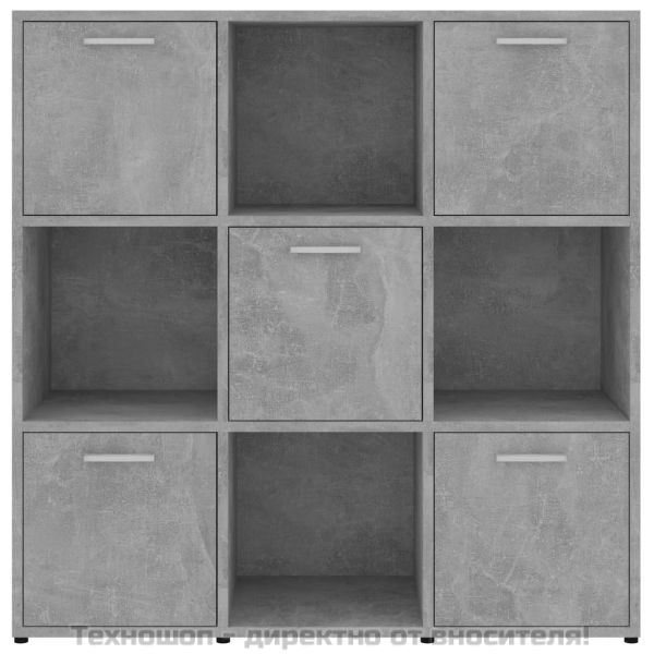Шкаф библиотека, бетонно сив, 90x30x90 см, инженерно дърво