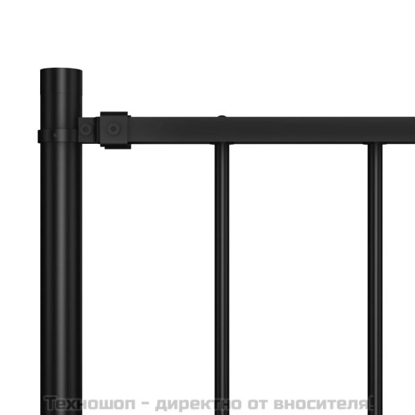 Ограден панел с колони, прахово боядисана стомана, 1,81x0,75 м, черен