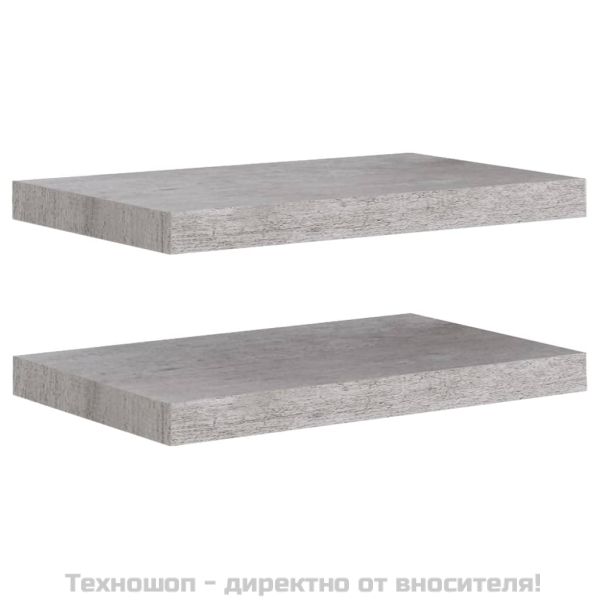 Окачени стенни рафтове, 2 бр, бетонно сиви, 50x23x3,8 см, МДФ