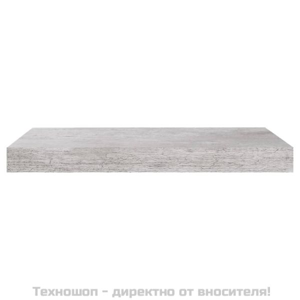 Окачени стенни рафтове, 2 бр, бетонно сиви, 50x23x3,8 см, МДФ