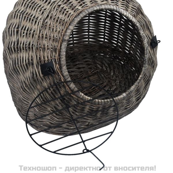 Транспортен кош за котки, сив, 45x35x35 см, естествена върба