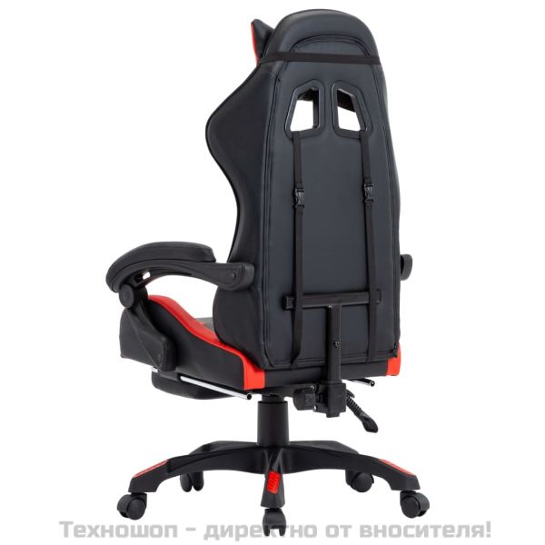 Геймърски стол подложка за крака червено/черно изкуствена кожа