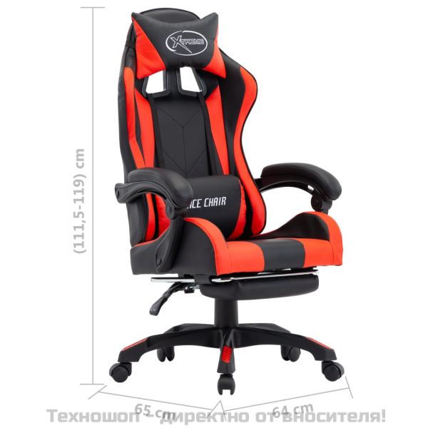 Геймърски стол подложка за крака червено/черно изкуствена кожа